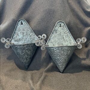 Metal Wall Vase Pair by Hosley
